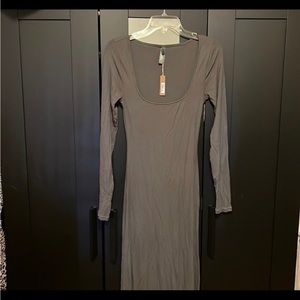 Skims lounge dress in gunmetal
